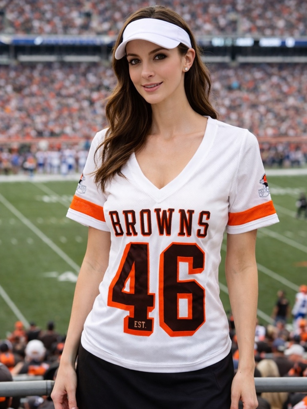 PINK Victoria's Secret White Jersey Top with Orange & Black Accents